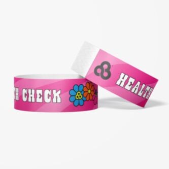 Pink Custom RFID paper wristband with embedded chip by ID&C.