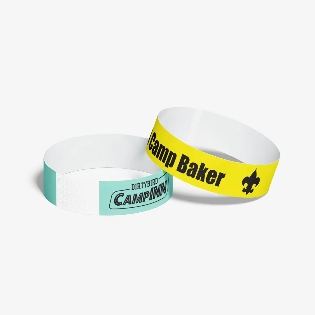 Gold Image or Logo Personalized Bracelets Custom 3/4 inch Tyvek Wristbands for Events Paper-Like 10,000 Count 
