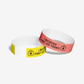 Pre-printed tyvek paper wristbands ship same day - first aid 
