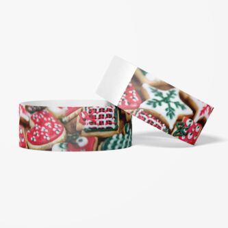 Pre-printed full color paper wristbands - Christmas design themed 
