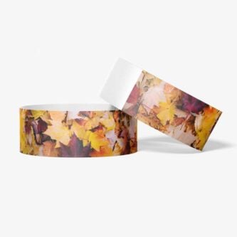 Pre-printed full color paper wristbands - fall festival design theme 
