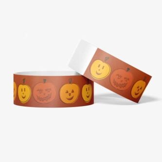 Pre-printed full color paper wristbands - Halloween design theme 
