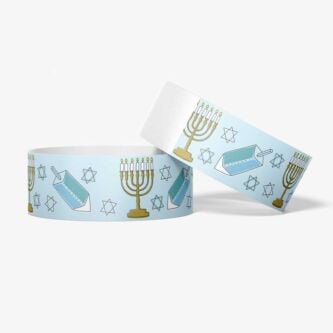 Pre-printed full color paper wristbands - Hannukkah design theme 
