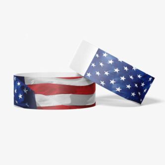 Pre-printed full color paper wristbands - American design theme 
