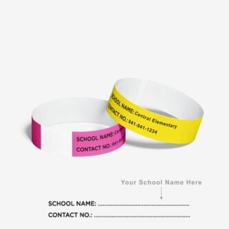 Pre-printed tyvek paper wristbands ship same day - school trip
