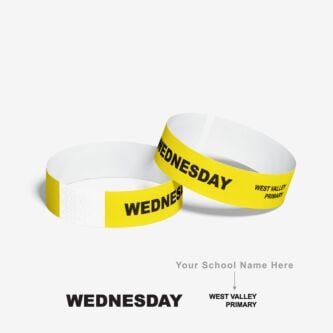 Pre-printed tyvek paper wristbands ship same day - days of the week schools & hospitals