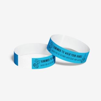 Pre-printed tyvek paper wristbands ship same day - wash your hands
