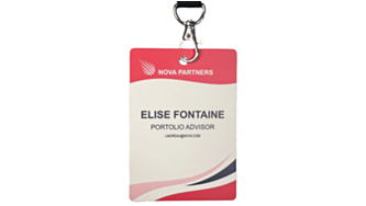 Custom event badge front and back with 10% discount offer – ID&C