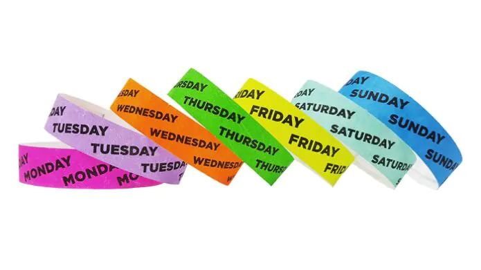 Weekday Tyvek Wristbands Paper Wristbands ID C