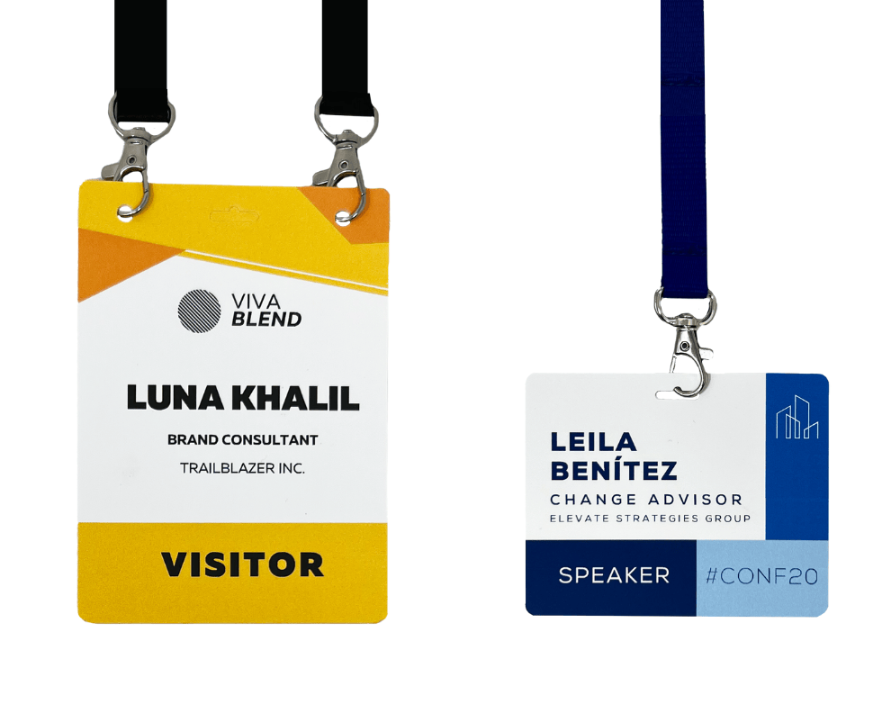 Custom full colour express resgistration badges that are delivered in just 48 hours