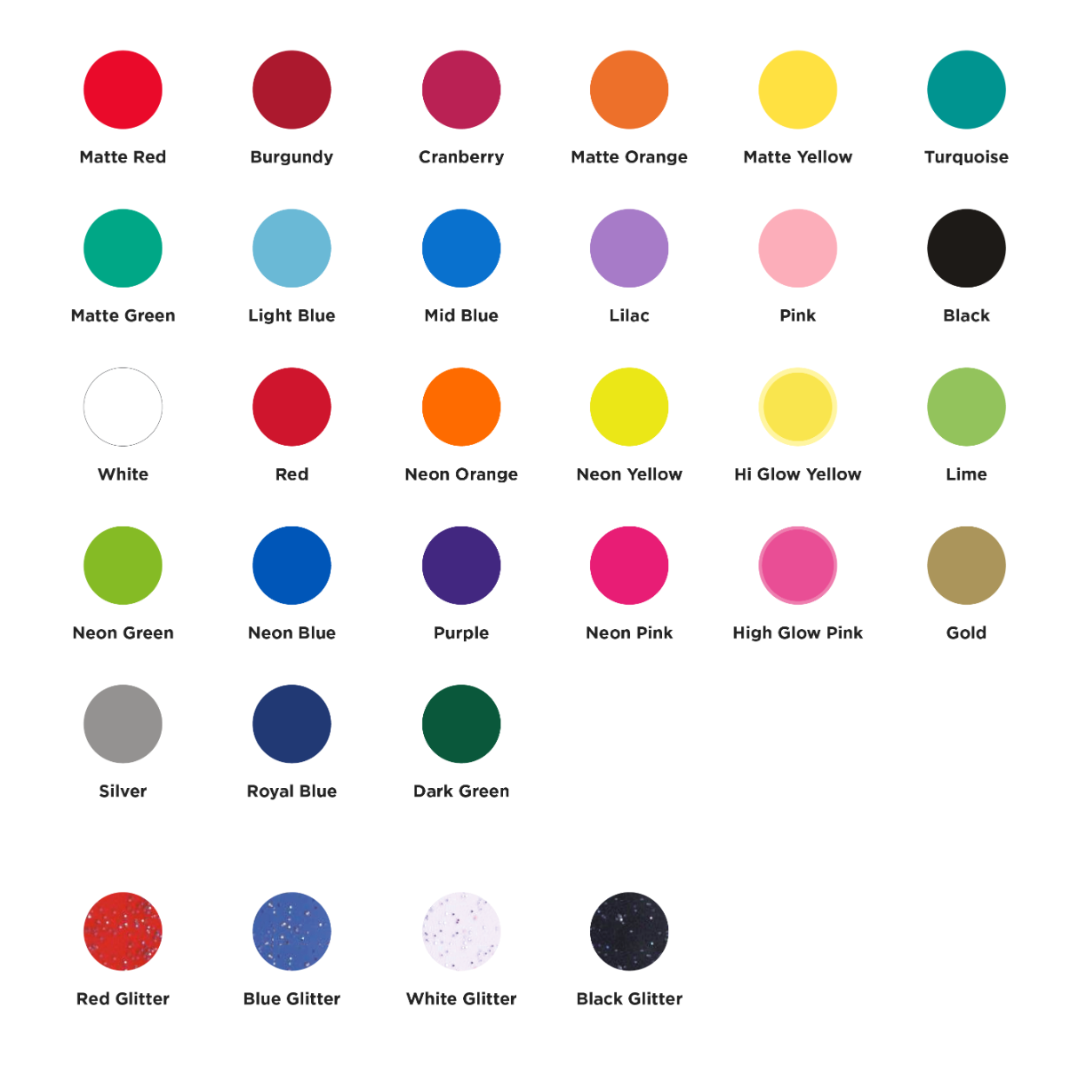 L Shape Vinyl Wristband Colours