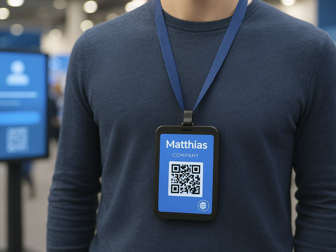 Badge à écran personnalisable avec borne